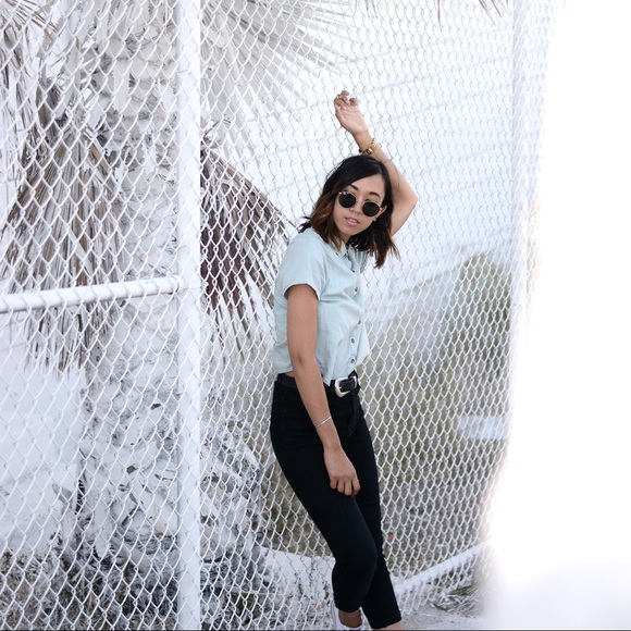 denim button front top - Picture 7 of 8